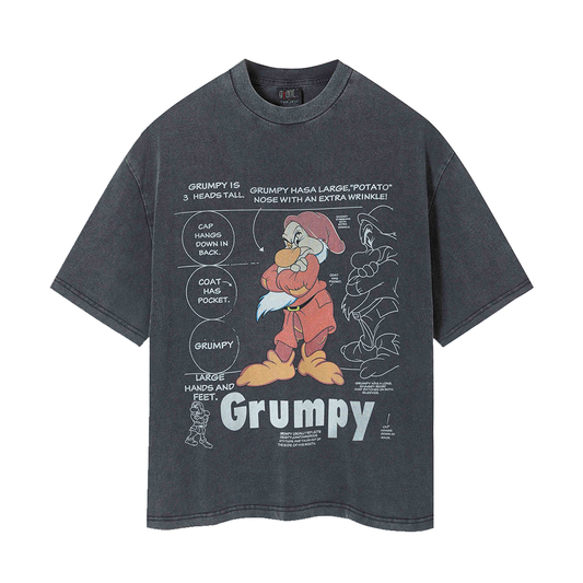 90's Vintage Grumpy Disney T-Shirt | Charcoal Grey